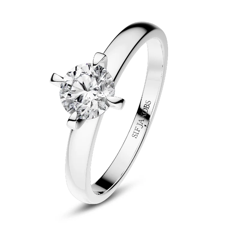 Cushion Cut Engagement Ring-Venice Solitaire 14K Whitegold Ring w. Lab-Grown Diamond