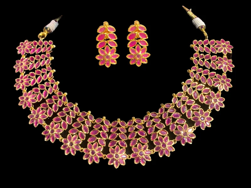 Handmade Silver Necklace-NS367 MIZAN Hyderabadi gold plated necklace set ( READY TO SHIP )