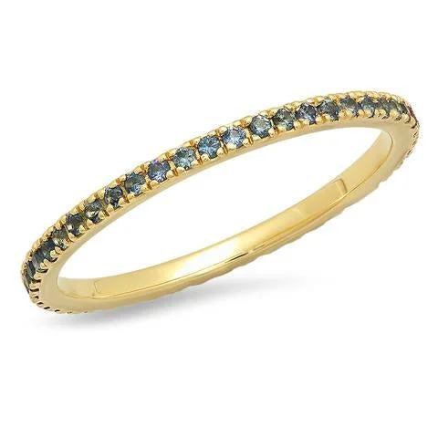 Oval Cut Diamond Ring-Pave Birthstone Eternity Band