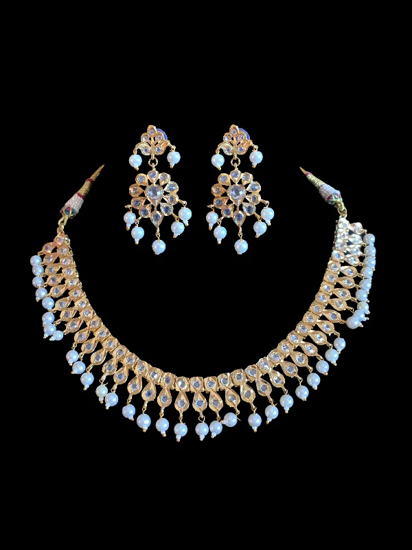 Diamond Necklace for Women-NS376 Barfi necklace in pearls (SHIPS IN 4 WEEKS )