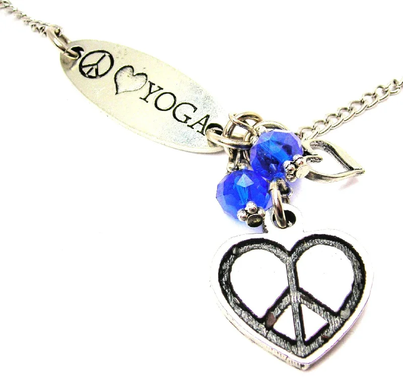 Nature Inspired Necklace-Peace Love Yoga And Peace Heart Lariat Necklace