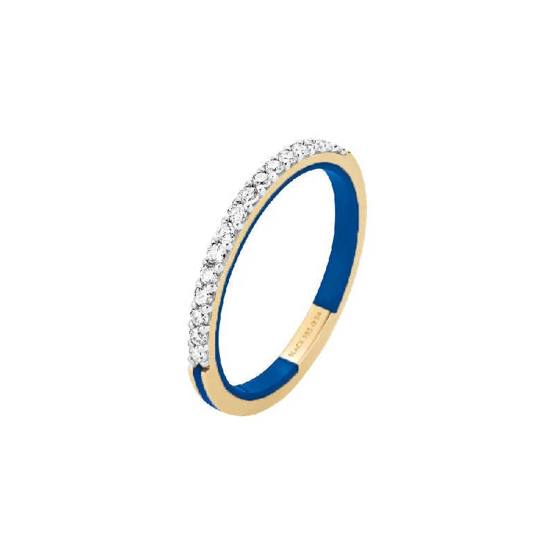 Designer Engagement Ring-Sunset Boulevard Blue 14K Gold Ring w. Lab-Grown Diamonds