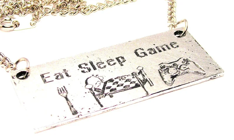 Women’s Name Necklace-Eat Sleep Game Statement Platform Necklace