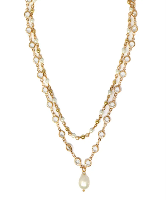 Boho Style Necklace-Eloise Pearl Crystal Necklace