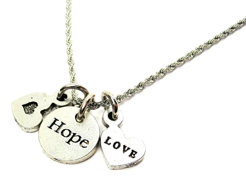 Silver Necklace with Stones-Hope Circle Stainless Steel Rope Chain Necklace