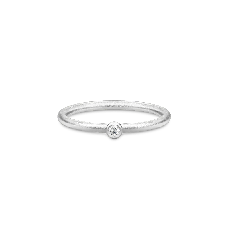 Unique Wedding Band Set-Finesse Clear Silver Ring w. Zirconia