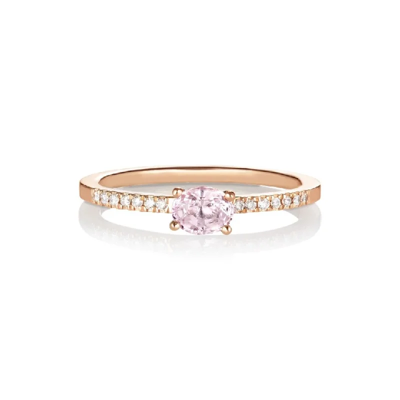 Custom Gemstone Ring-Hima Ladaru 18K Rosegold Ring w. Diamonds & Sapphire