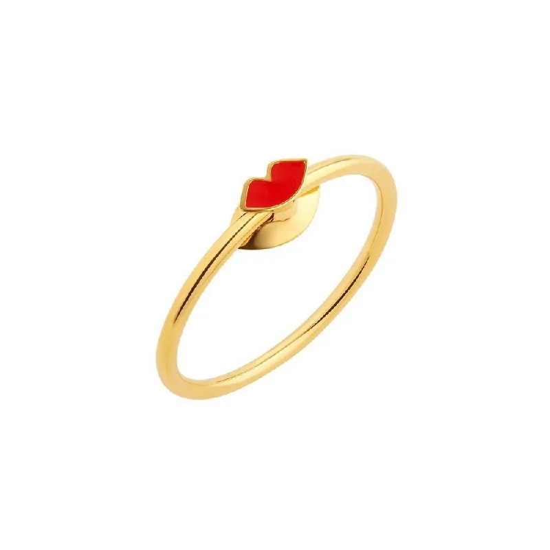 Titanium Wedding Ring-Orbit Infinity Lips Gold Plated Ring