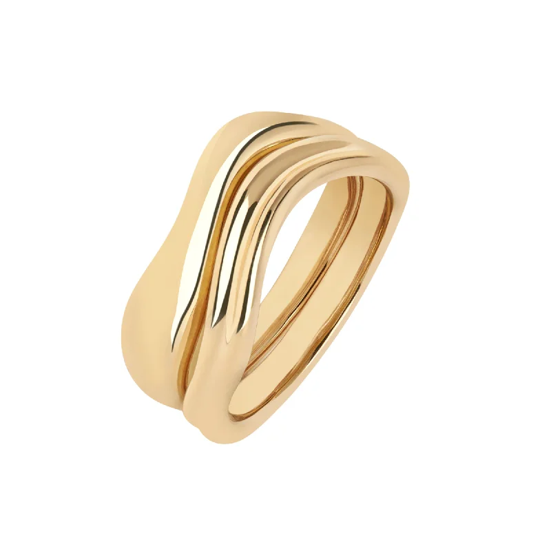 Unique Sterling Silver Ring-Vayu Gold Plated Ring Stack