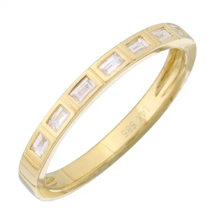 Custom Wedding Ring Set-Bezel Set Segment Baguette Band