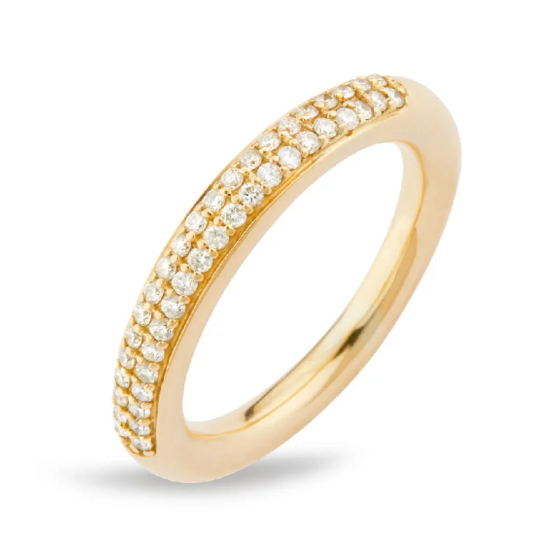 Gold Wedding Ring with Diamonds-D'avie 18K Gold Ring w. 42 Diamonds