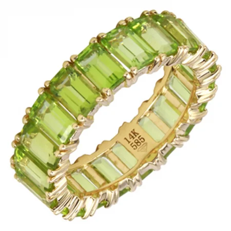 Classic Rose Gold Ring-14k Gold Emerald Cut Peridot Eternity Band