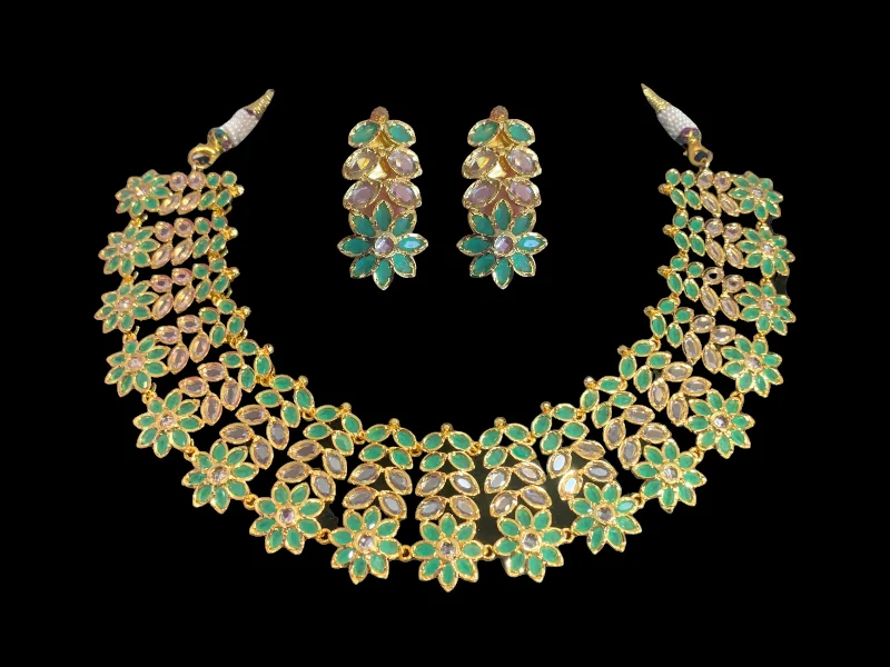 Ethnic Necklace for Women-NS372 MIZAN Hyderabadi gold plated necklace set ( READY TO SHIP )