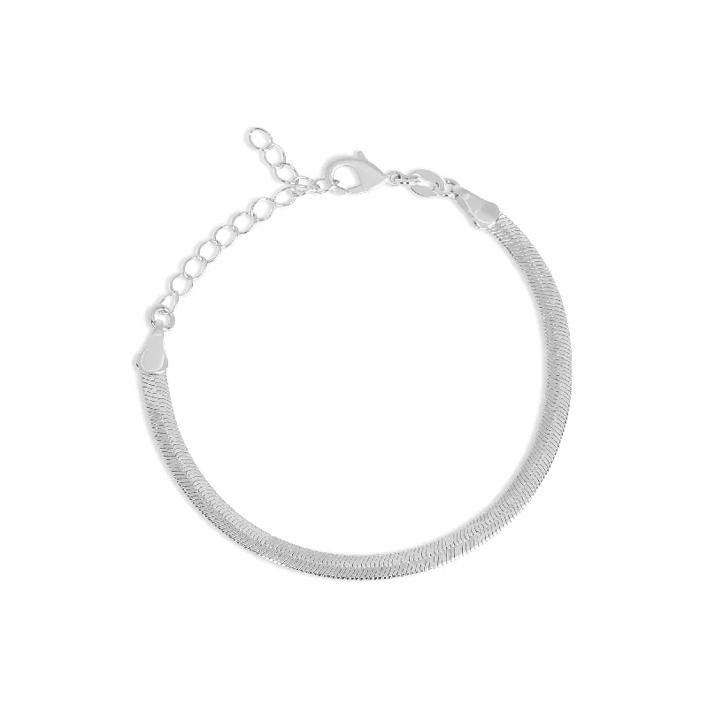 Gemstone Bracelet for Women-THE SILVER FLAT CHAIN BRACELET