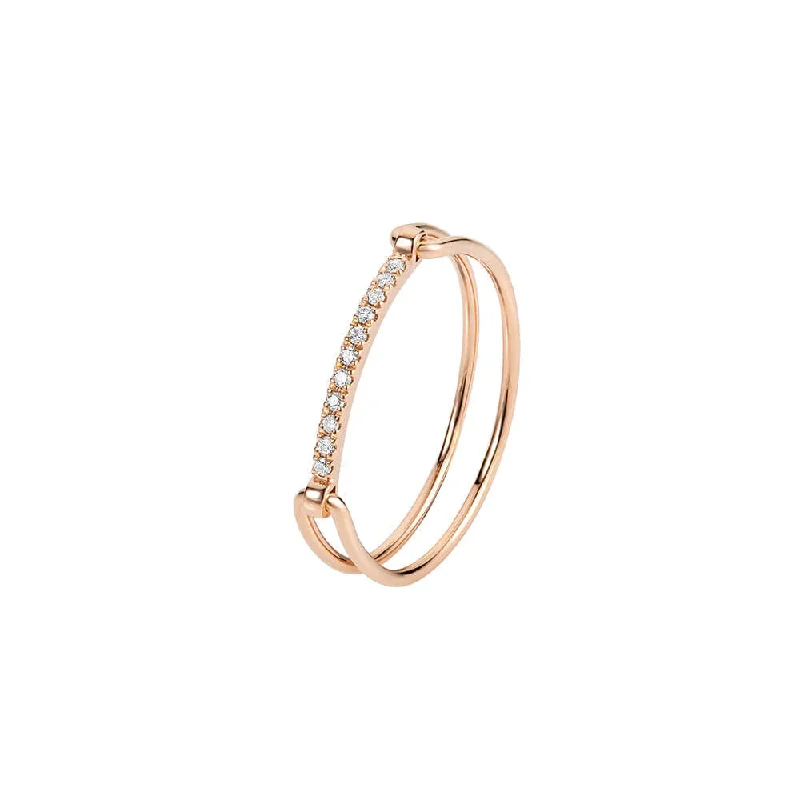 Fashion Ring for Women-ICON FINE Bridge 18K Rosegold Ring w. Diamond