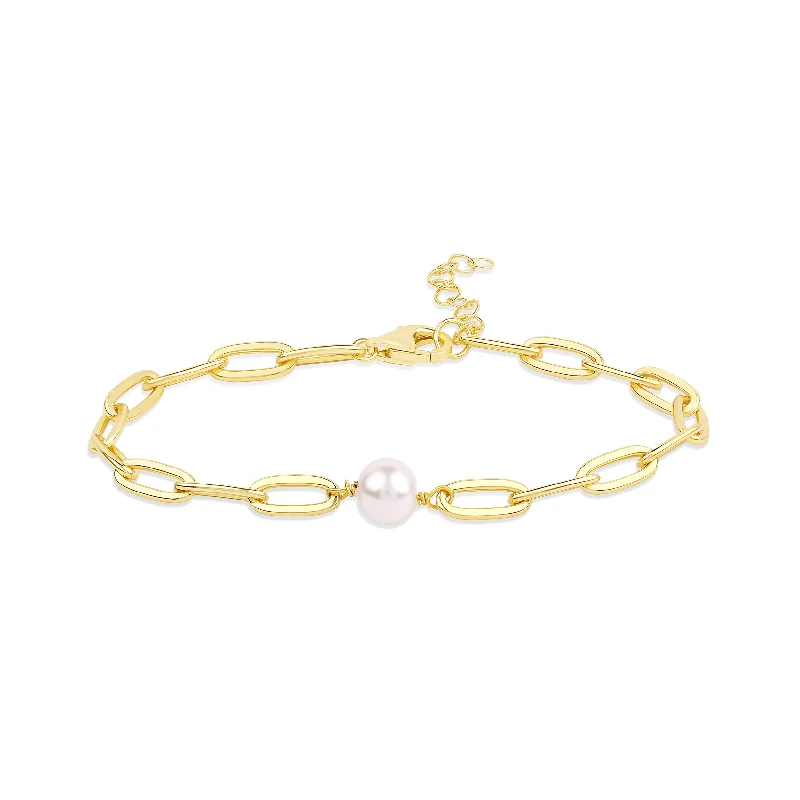 Silver Chain Bracelet-THE PEARL REDA LINK BRACELET