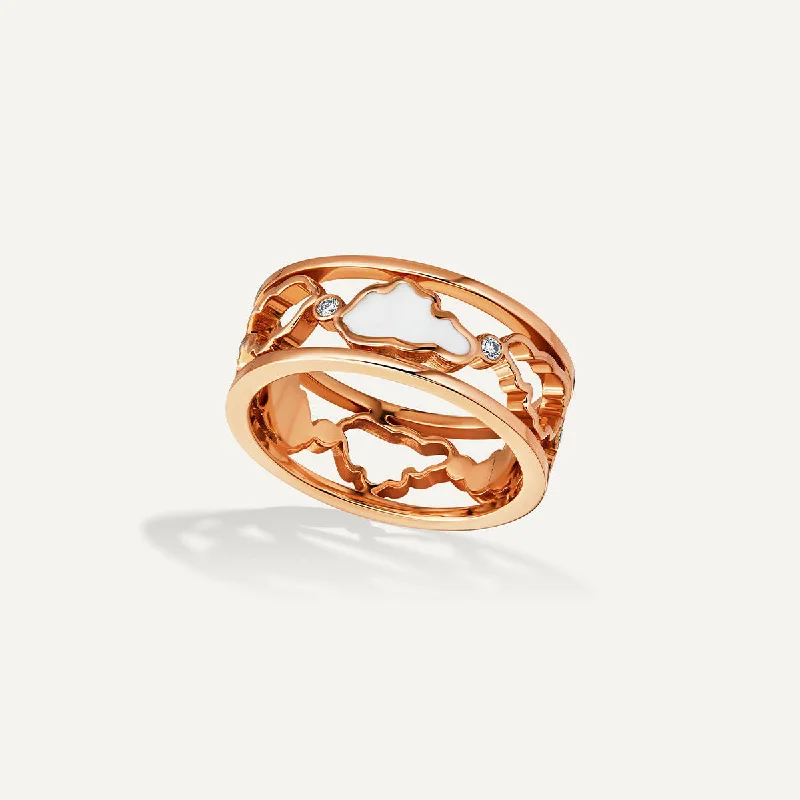 Unique Couples Rings-Allusia Love Enamel Band 18K Rosegold Ring w. Diamonds