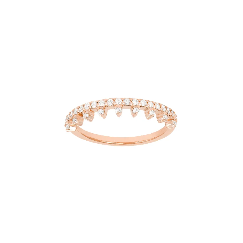 Silver Heart Ring-Her Majesty's 18K Rose Gold Ring w. Diamonds