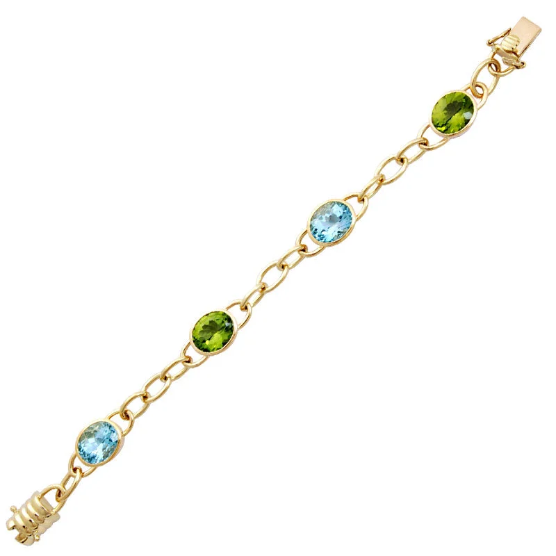 Fashion Bracelet for Men-Bracelet- Blue Topaz And Peridot (1462G)