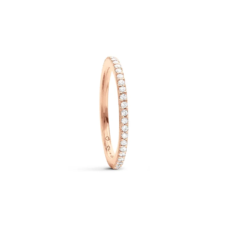 Personalized Couples Ring-Love Bands 18K Rosegold Ring w. Diamonds