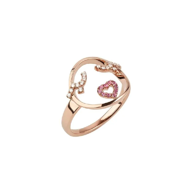 Women’s Pink Sapphire Ring-MOYEN Flutter Eyes 18K Rosegold Ring w. Sapphire & Diamond