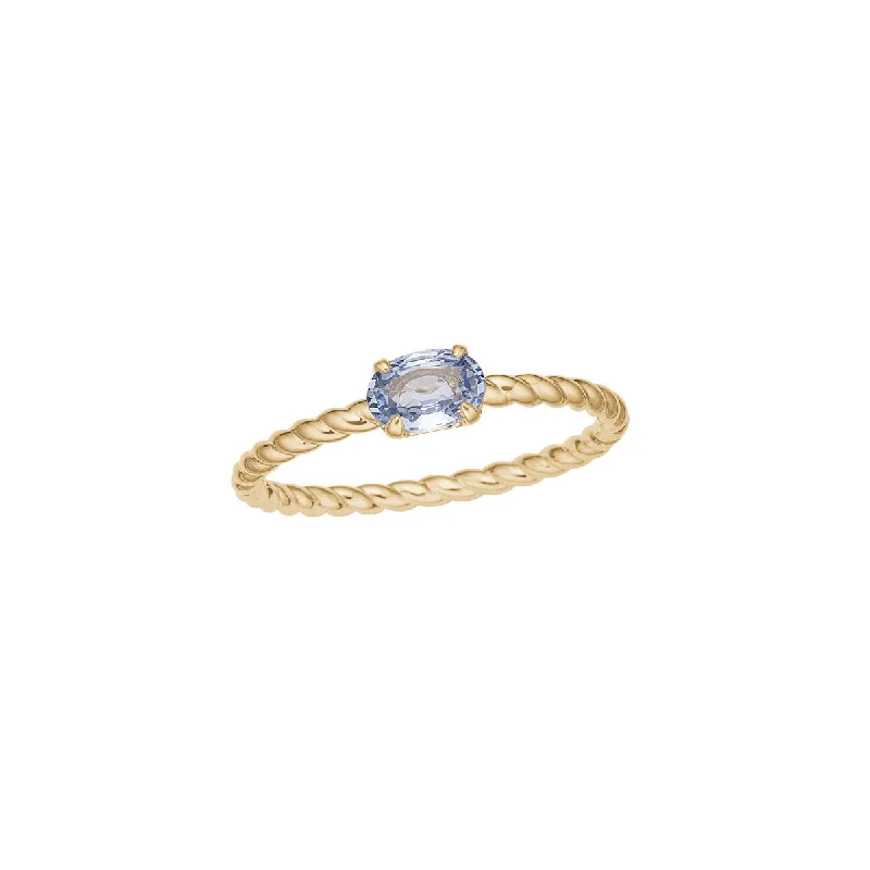 Gemstone Wedding Ring Set-Twist 10K Gold Ring w. Sapphire