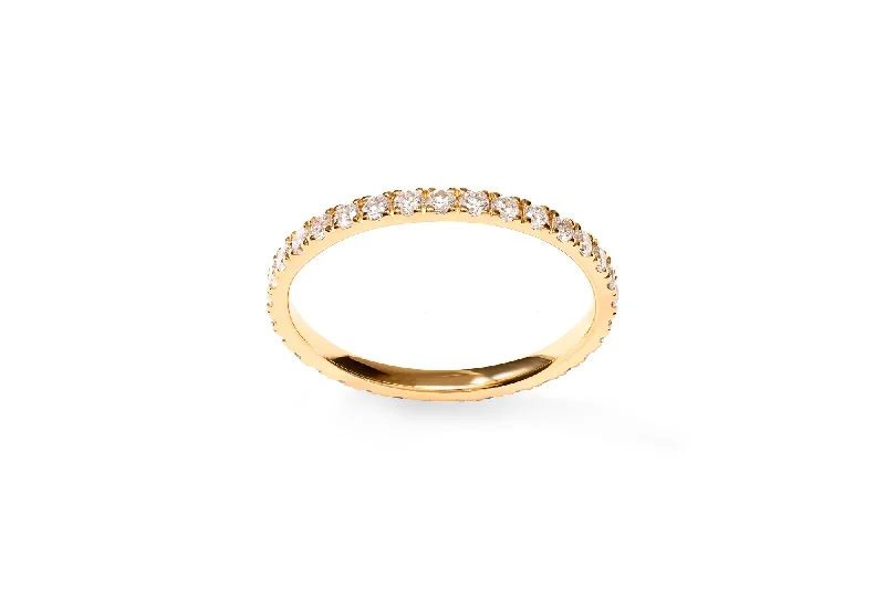 Handmade Promise Ring-Amore The Eternity Classic 18K Gold Ring w. Diamonds