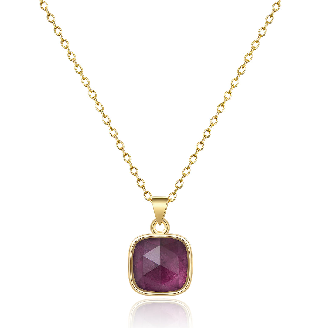 Birthstone Pendant Necklace-14K Gold Healing Crystal Necklace Natural Energy Stone Pendant Necklace - Amethyst