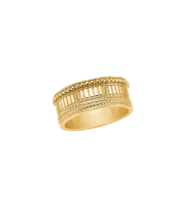 Gold Cocktail Ring-18K Gold Plated Ring w. Mix of details