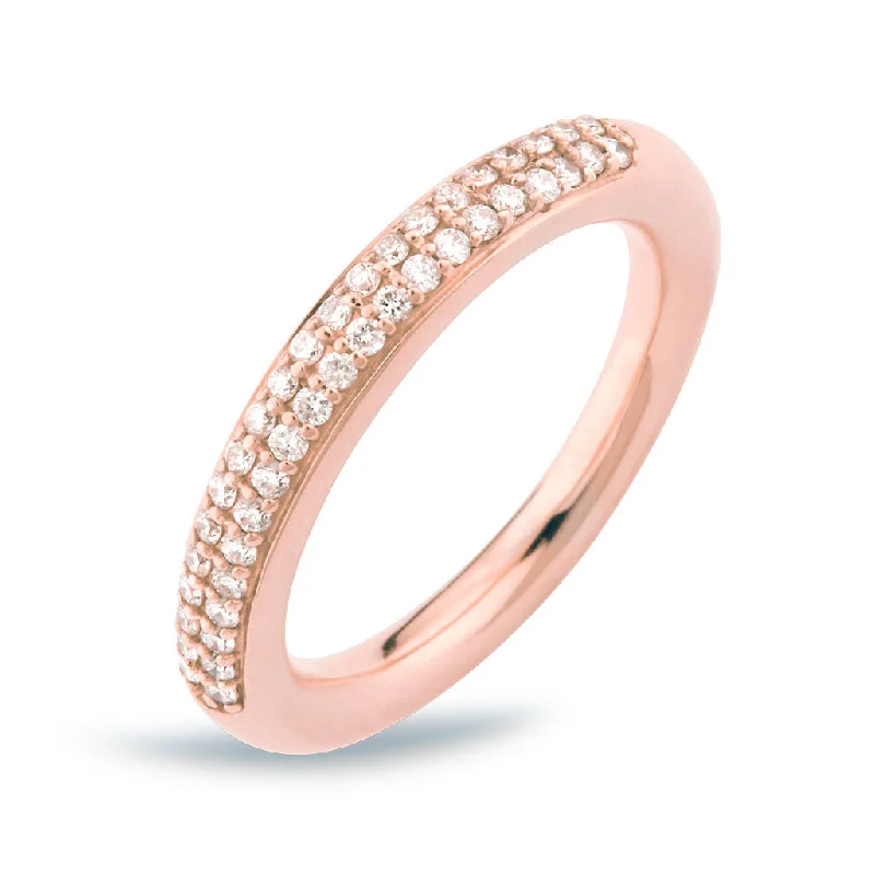 Simple Silver Ring for Women-D'avie 18K Rosegold Ring w. 42 Diamonds