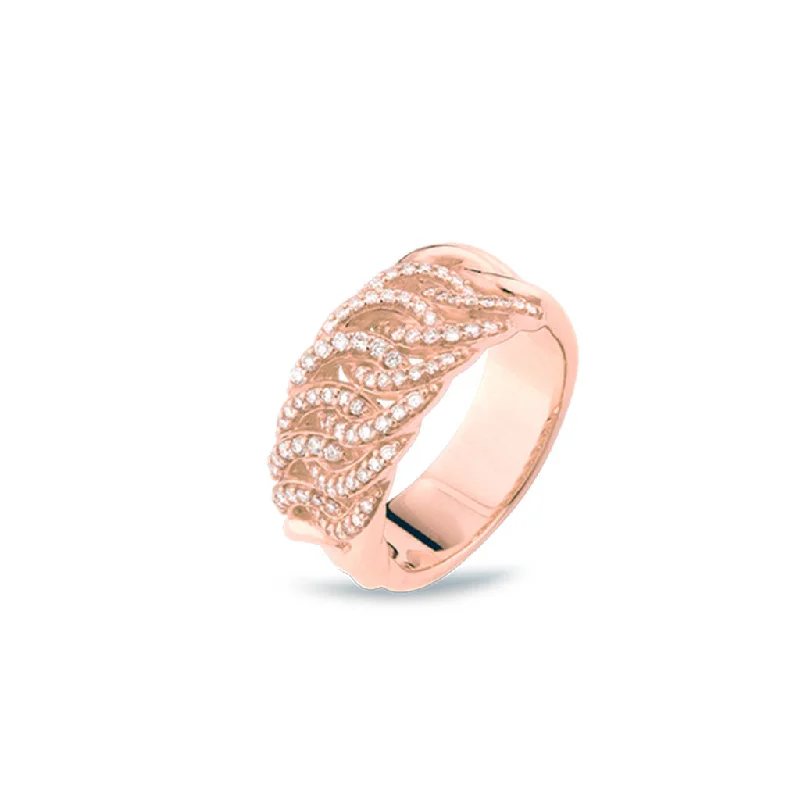 Unique Wedding Band Set-Sitana 18K Rosegold Ring w. 86 Diamonds