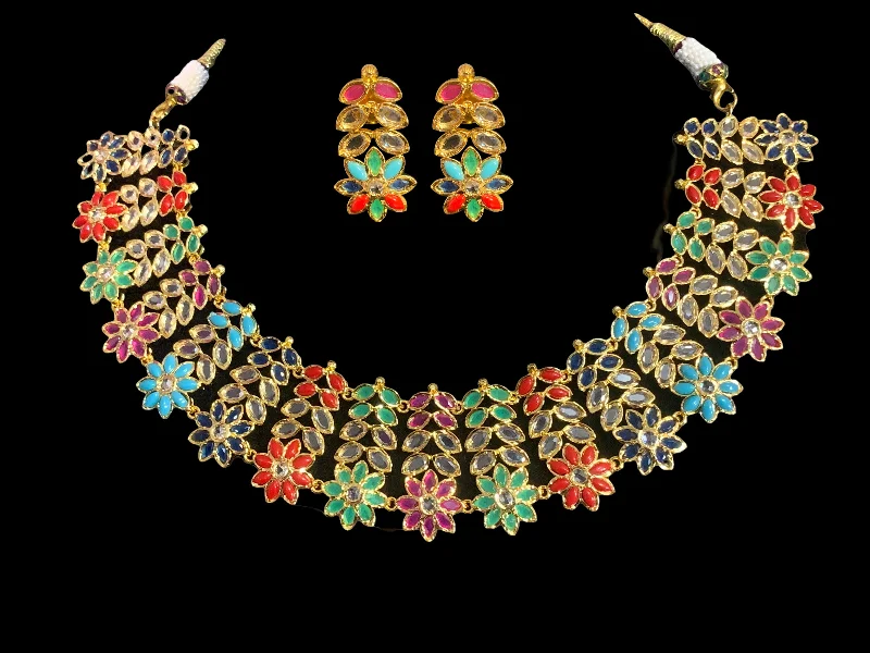 Beaded Statement Necklace-NS369 MIZAN Hyderabadi gold plated necklace set ( READY TO SHIP )