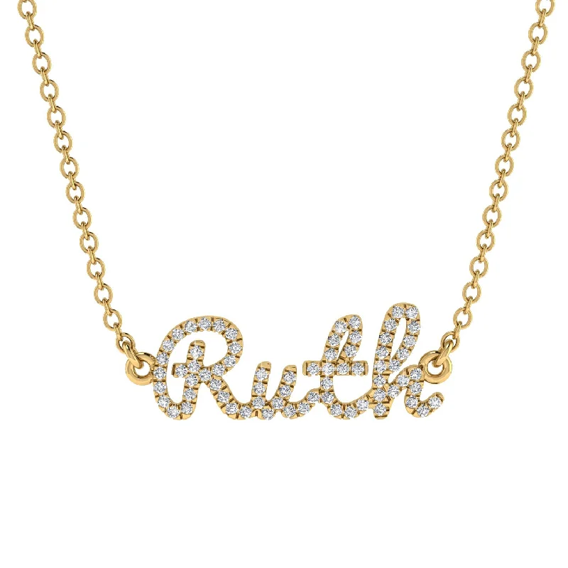 Simple Gold Pendant Necklace-Diamond Gold Name Necklace - Ruth