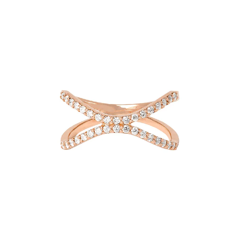 Customizable Gold Ring-Letter X 18K Rose Gold Ring w. Diamonds