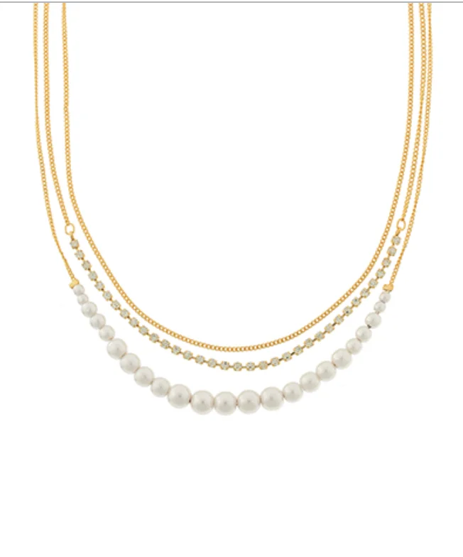 Gold Pendant Necklace-Tiffany Pearl Jewel Necklace