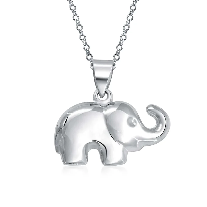 Natural Gemstone Necklace-Lucky Elephant Pendant Necklace in Sterling Silver for Good Luck