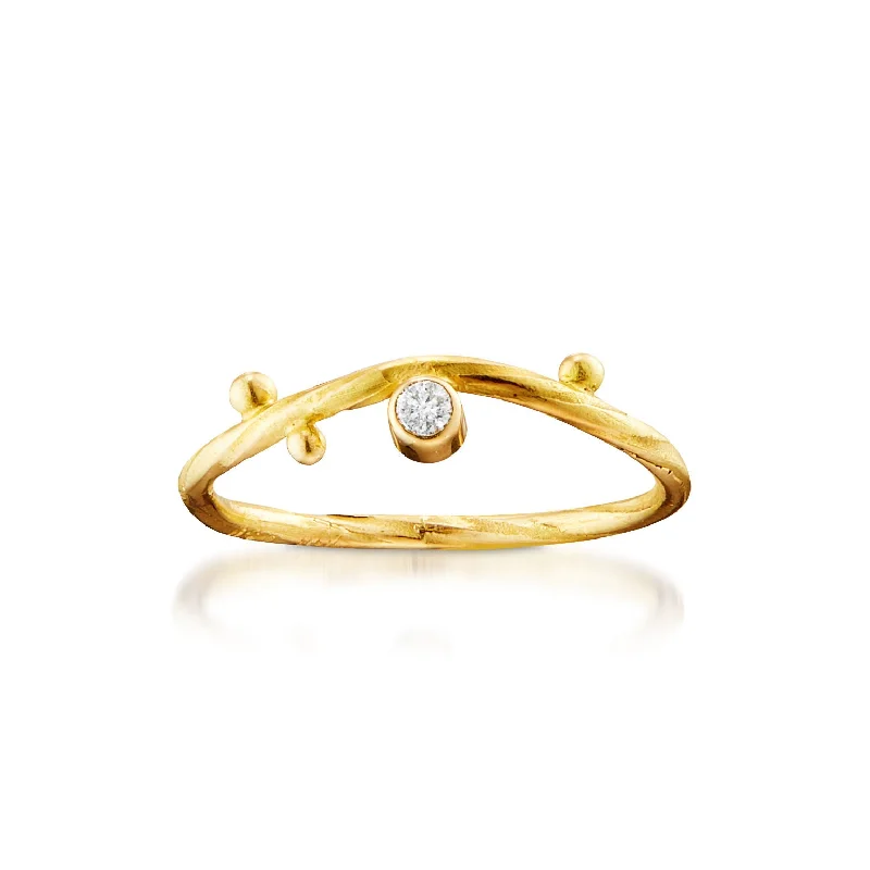 Modern Rose Gold Engagement Ring-Seafire 18K Gold Ring w. Diamond, 0.04 ct