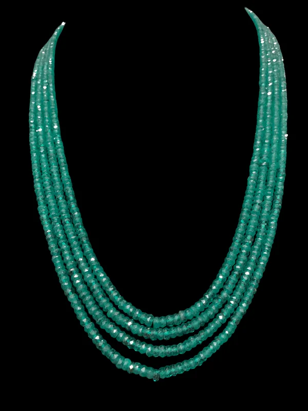 Black Pearl Necklace-NS298 layer natural emerald beads necklace ( READY TO SHIP )