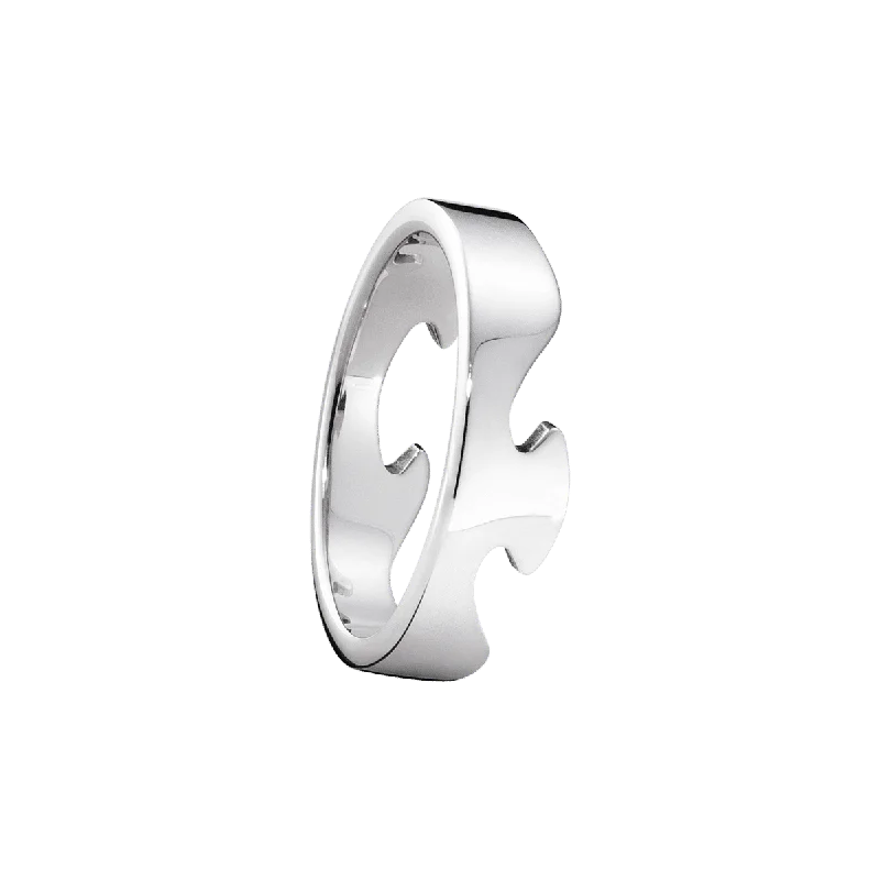 Wedding Ring with Diamonds-Fusion End 18K White Gold Ring