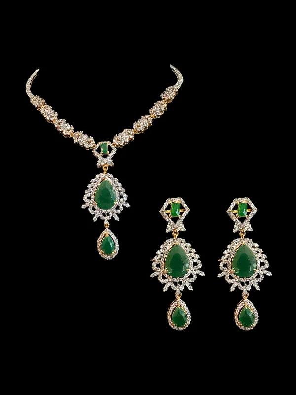 Birthstone Necklace for Mom-DNS145 suha necklace set in green ( READY TO SHIP )