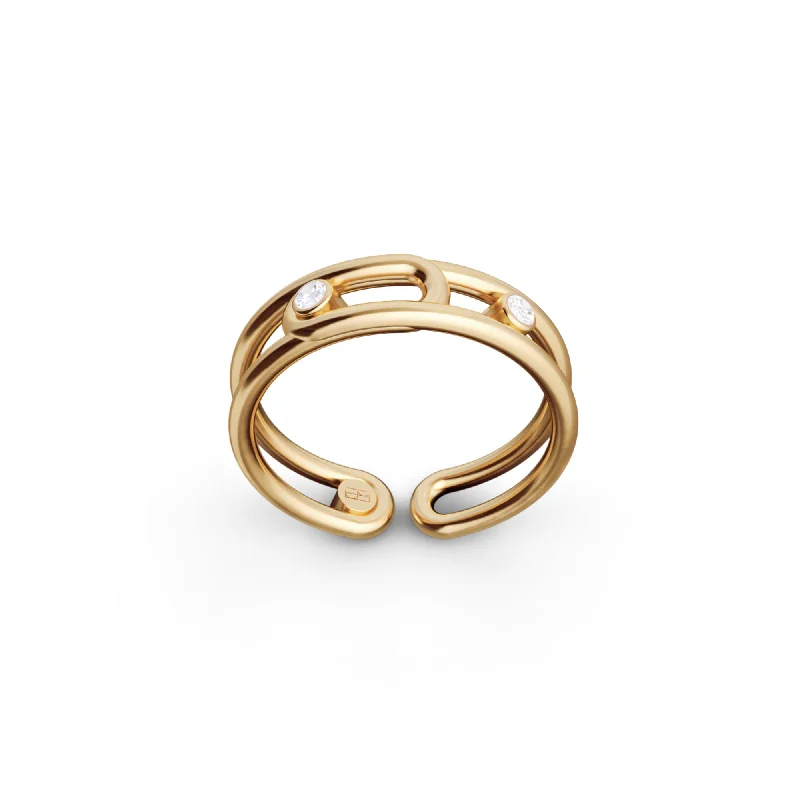 Couples Matching Rings-Elements N°8 18K Gold Ring w. Diamonds