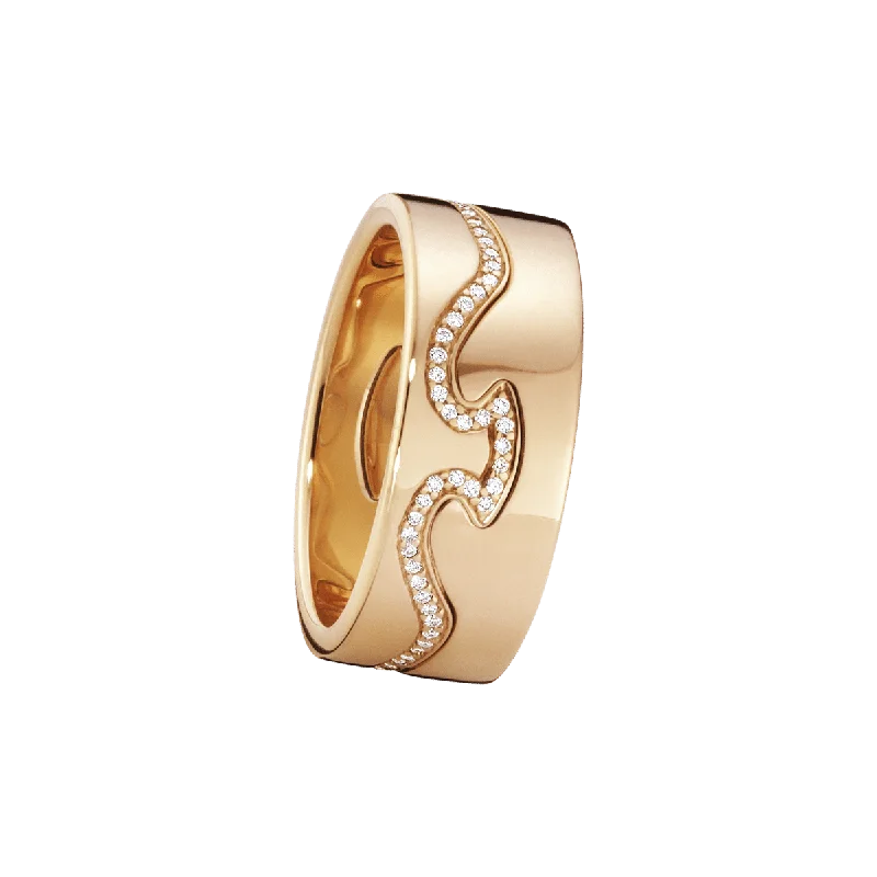 Men’s Wedding Band with Diamonds-Fusion 18K Rose Gold Rings w. Diamonds