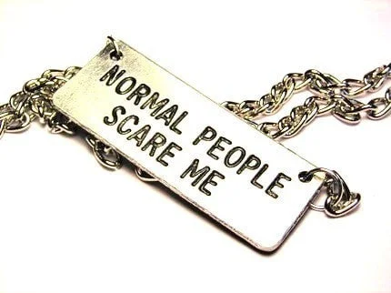 Women’s Gold Necklace-Normal People Scare Me Statement Platform Necklace