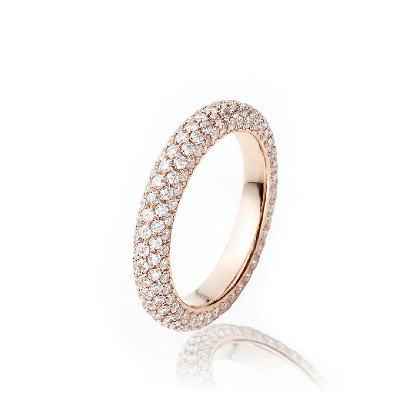 Vintage Gold Wedding Ring-Pavé Medium 18K Gold, Rosegold or Whitegold Ring w. Diamonds