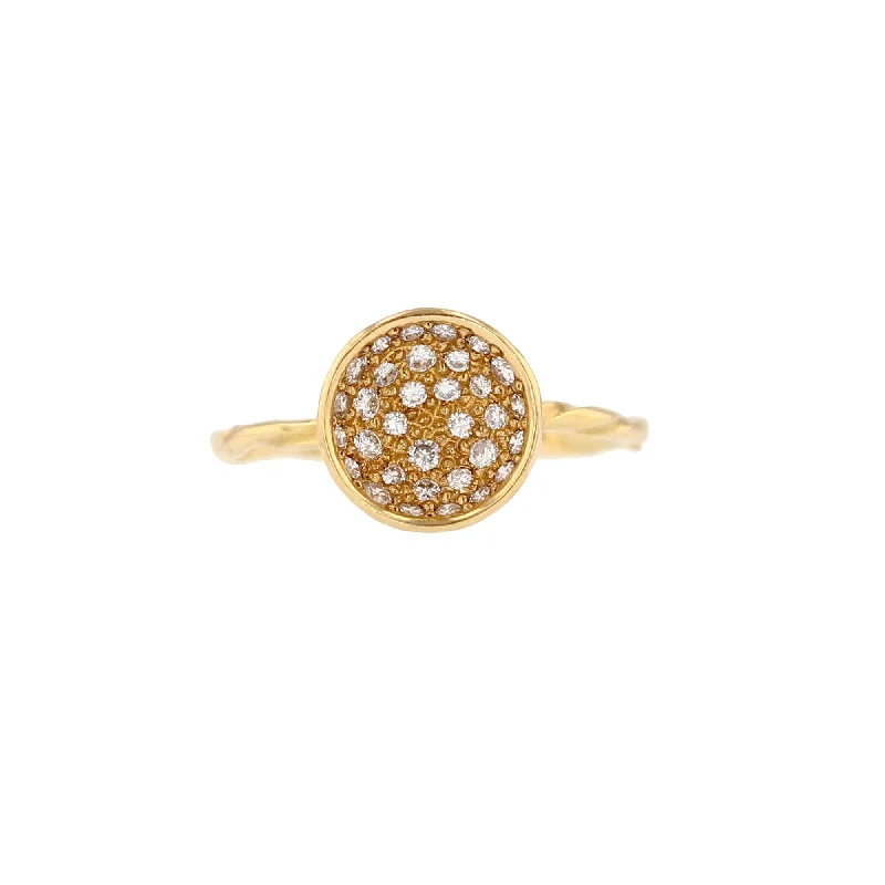 Women’s Ring with Gemstones-Pavé Diatom 18K Gold Ring w. Diamonds