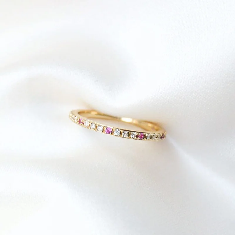 Sapphire Ring for Women-Sarah Lil Pink Mix 14K Gold Ring w. Sapphires & Diamonds