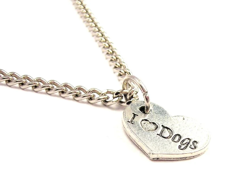 Personalized Pearl Necklace-I Love Dogs Heart Single Charm Necklace