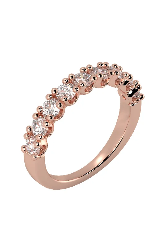 Simple Diamond Band-Half Eternity Band 0.10ct 18K Rose Gold Ring w. Lab-Grown Diamonds