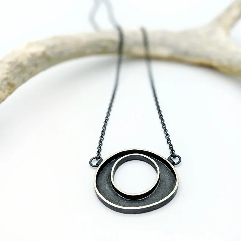 Luxury Silver Necklace-Mini Crop Circle Necklace in Sterling Silver