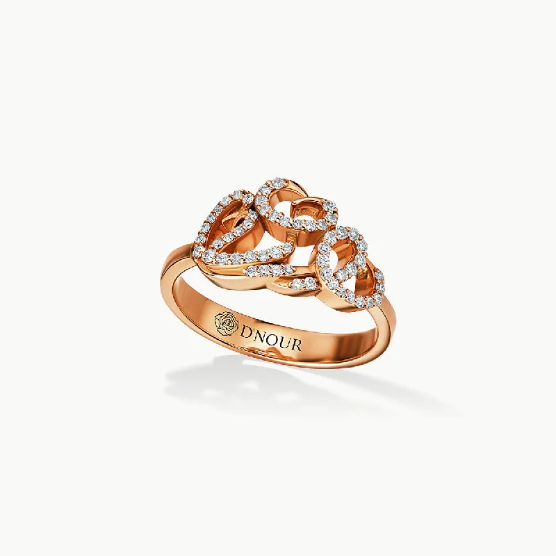 Simple Solitaire Engagement Ring-Allusia Love Detailed 18K Rosegold Ring w. Diamonds